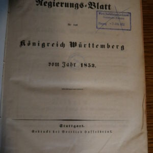 Regierungs-Blatt für das Königreich Württemberg vom Jahr 1853